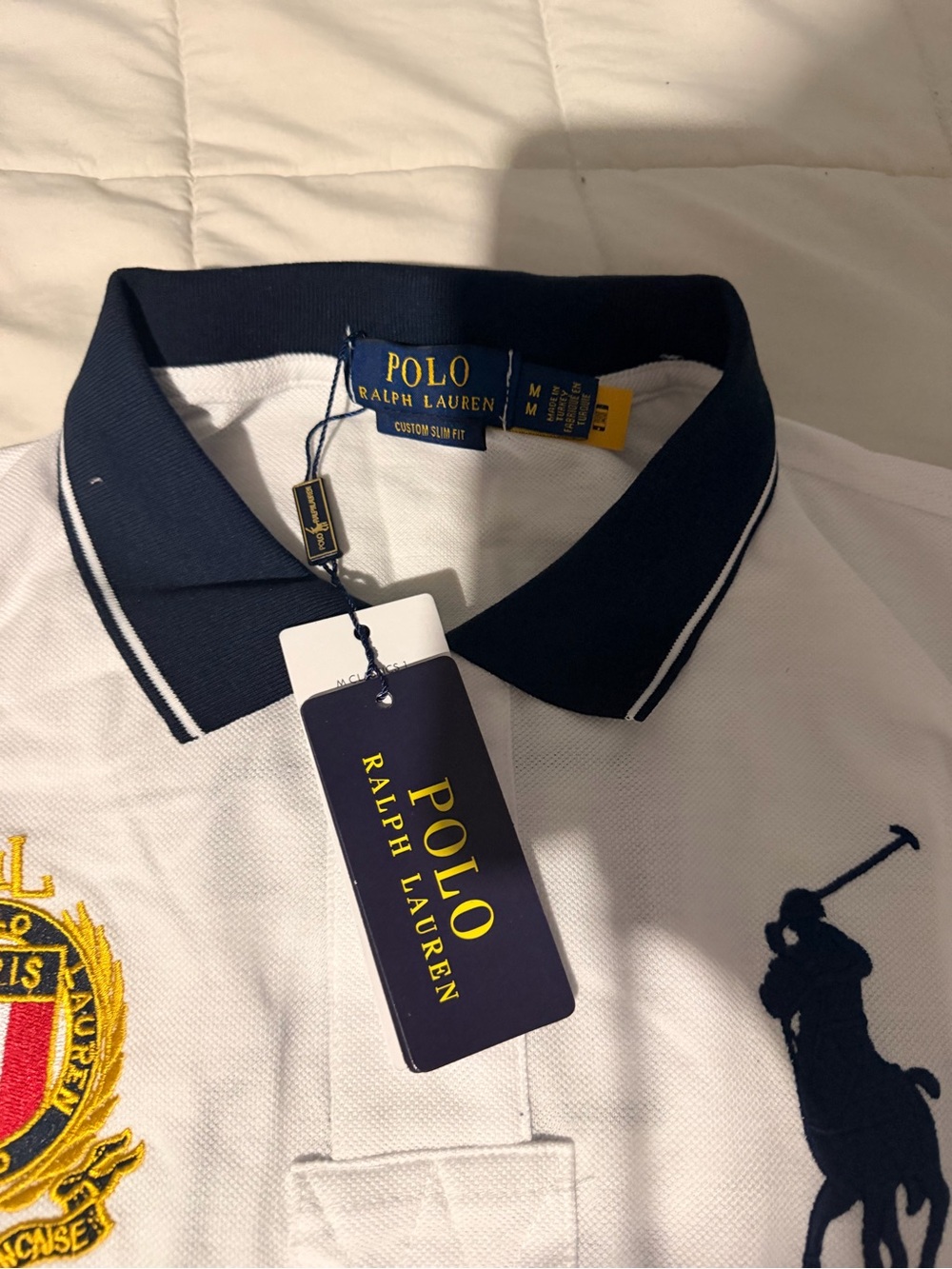 Polo by Ralph Lauren White and Navy 'Paris' Crest Polo - Picture 3 of 4